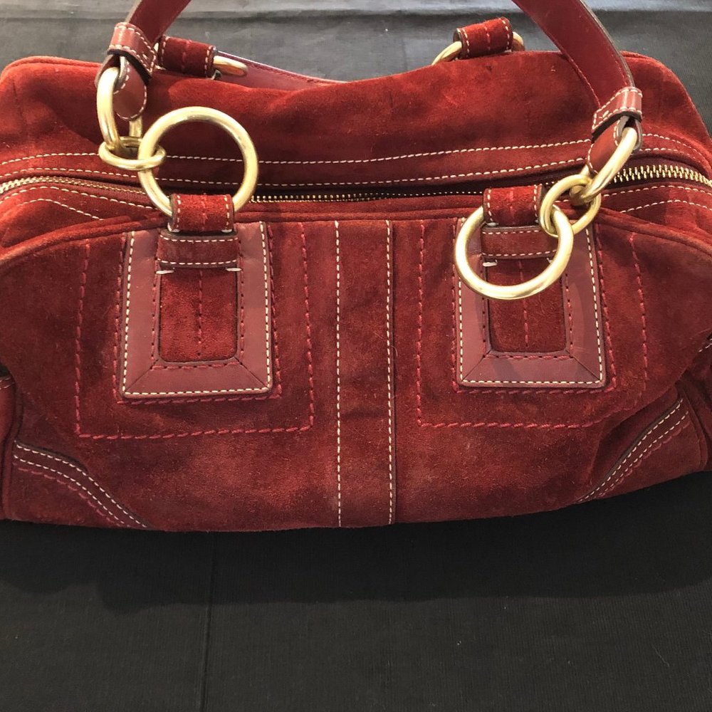 Coach red suede bag